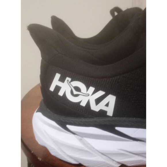 Hoka One One Clifton 8 Womens Size 7.5B 1119394 BWHT Black White Shoes - Picture 4 of 13
